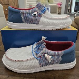 Hey Dude Wally Sox Slip-On Sneakers in Funk Blue Red Mens Sz9✨️